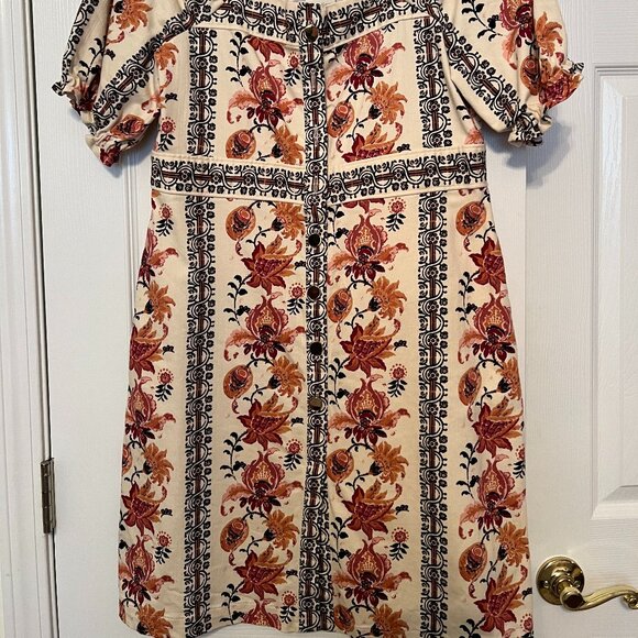 Spartina 449 100% Cotton Denim Printed Floral Dress size Medium - Picture 2 of 3